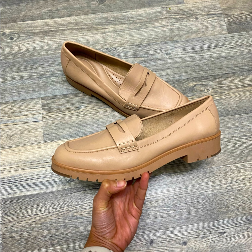 Aldo Nude/Tan Leather Penny Loafers